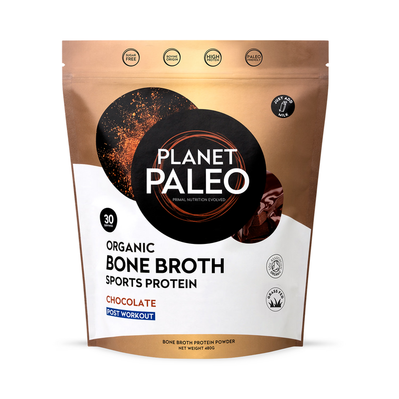 Planet Paleo bone broth protein chocolate 480g, UK version