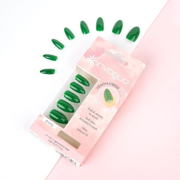 Invogue Venom Green Oval Nails - Pack of 24 GOODS Superdrug   