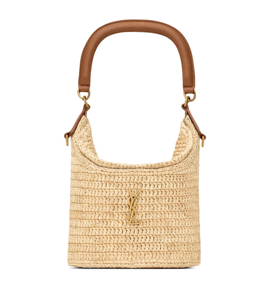 Saint Laurent raffia Gaby bucket bag with leather trims - British product
