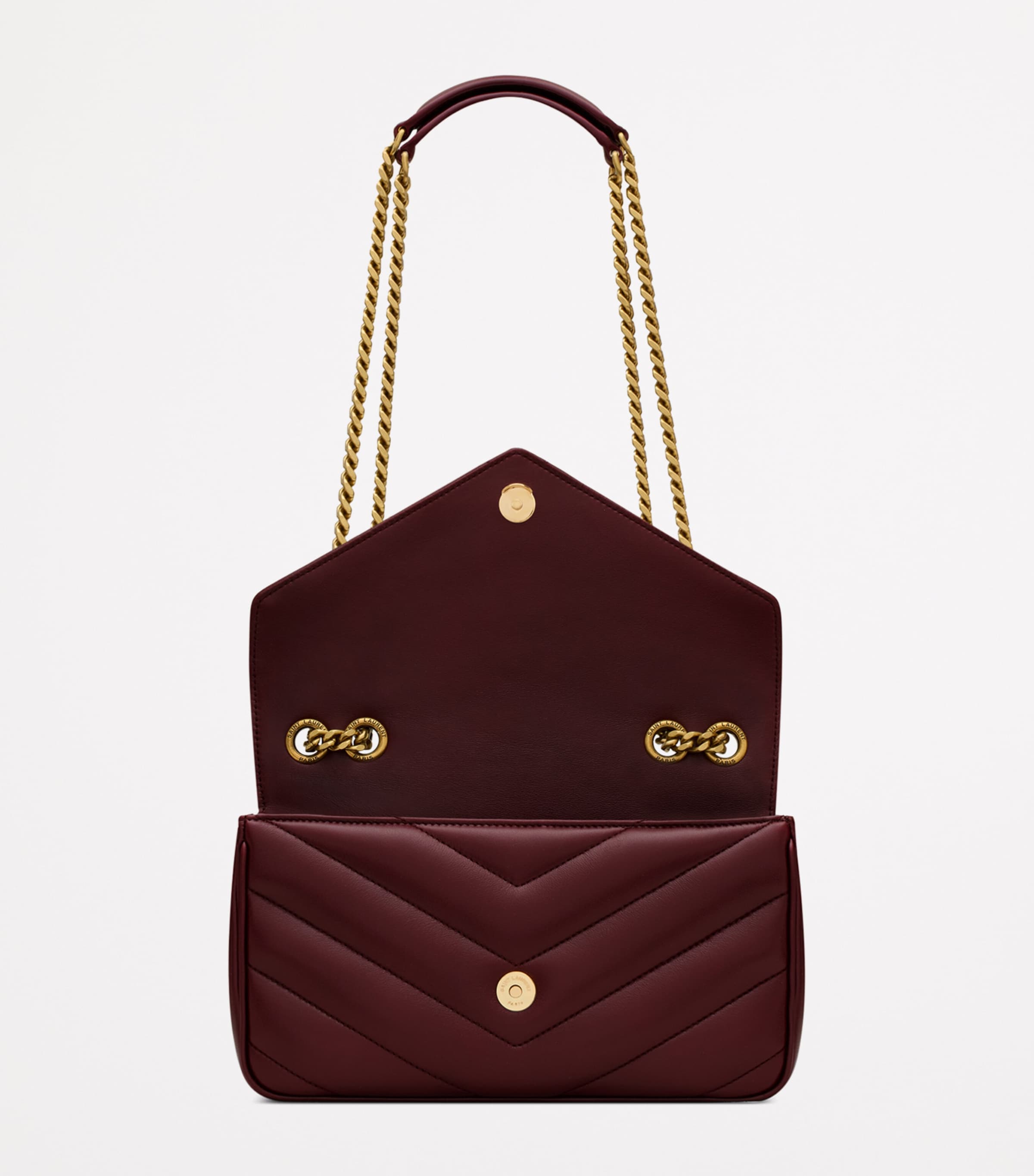 Saint Laurent small Loulou shoulder bag in padded matelassé leather, imported from the UK