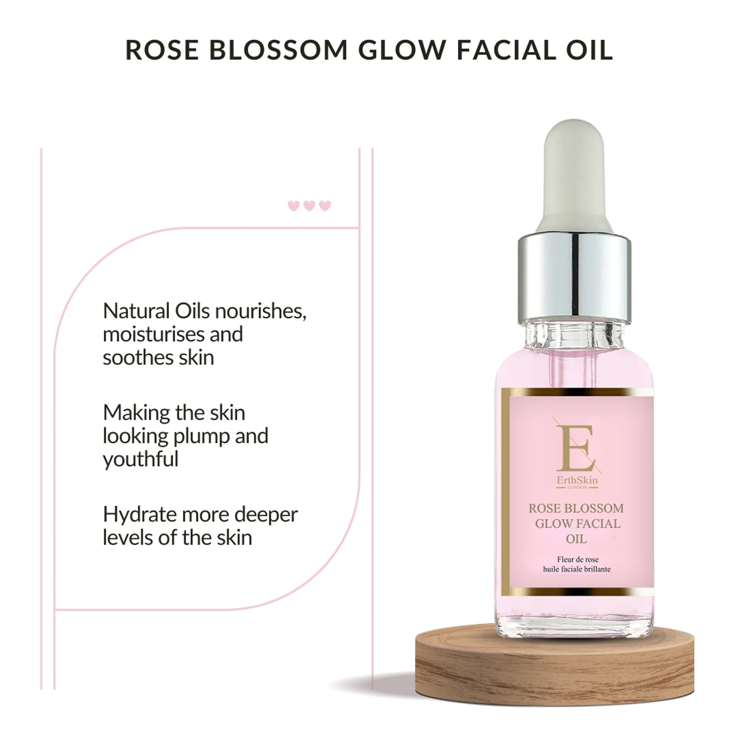 Erth Skin London Rose Blossom Oil 30ml, imported from the UK