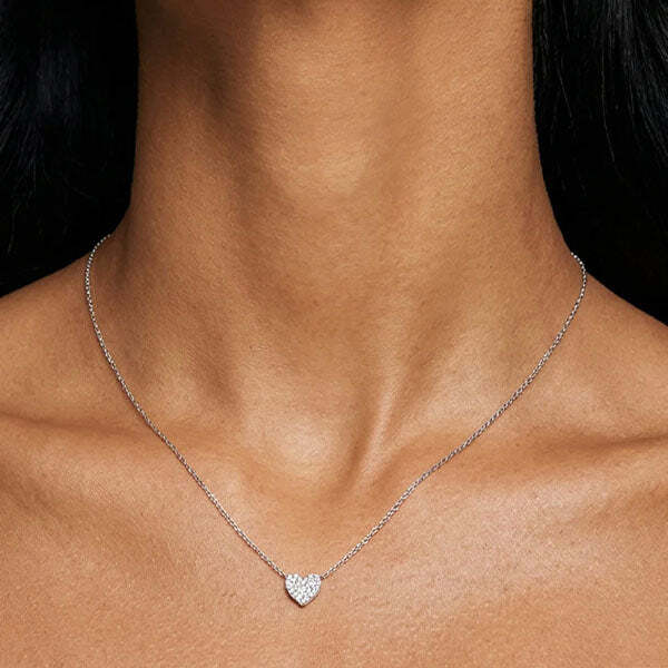 MUCHV Small Heart Necklace in 14k Gold or Silver 43cm