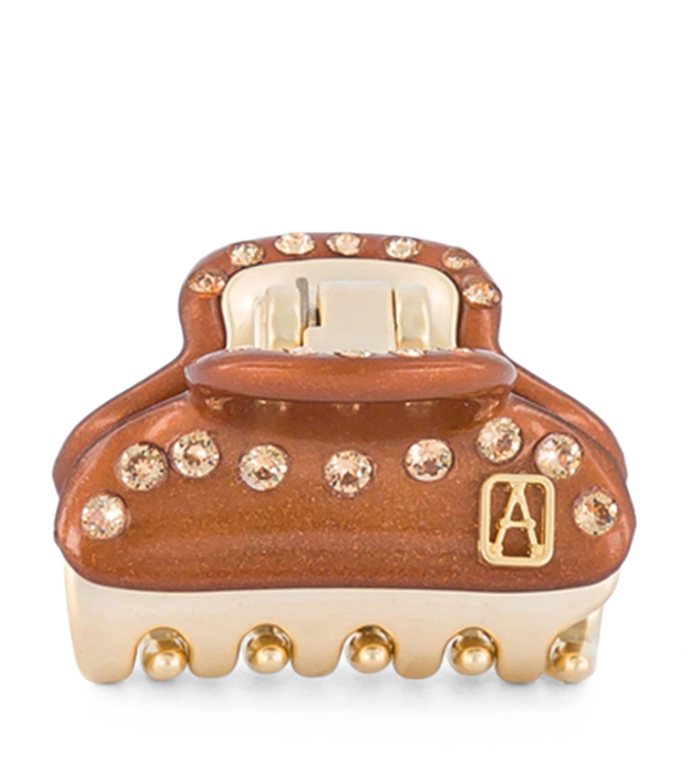 Alexandre de Paris gold-plated crystal-embellished claw hair clip 3cm, UK version