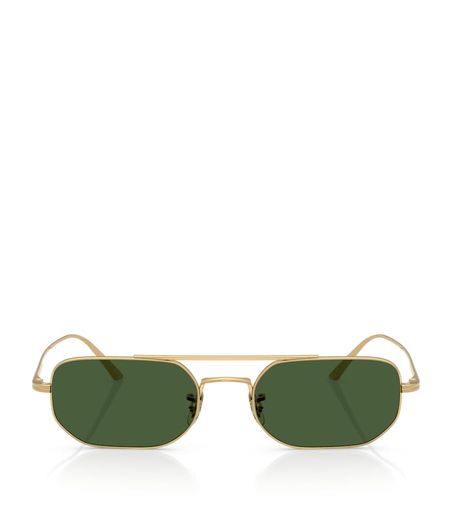 Oliver Peoples Stahl 1989C rechteckige Sonnenbrille (britische Marke)