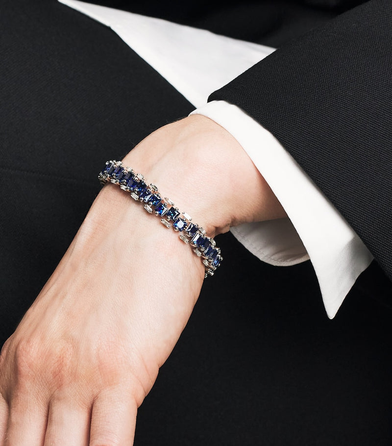 Suzanne Kalan white gold diamond blue sapphire bracelet - British product