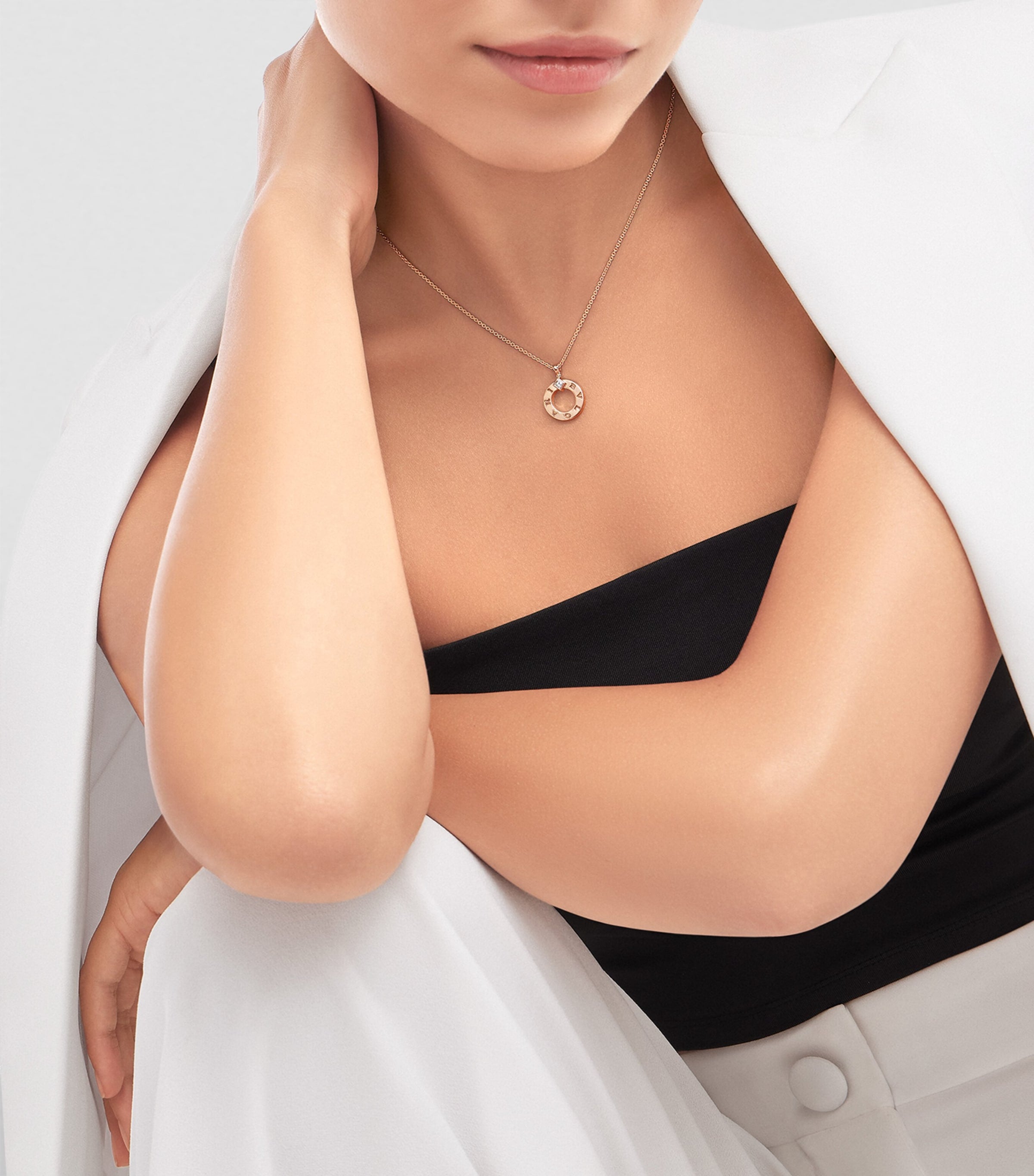 Bvlgari rose gold diamond necklace, imported from the UK