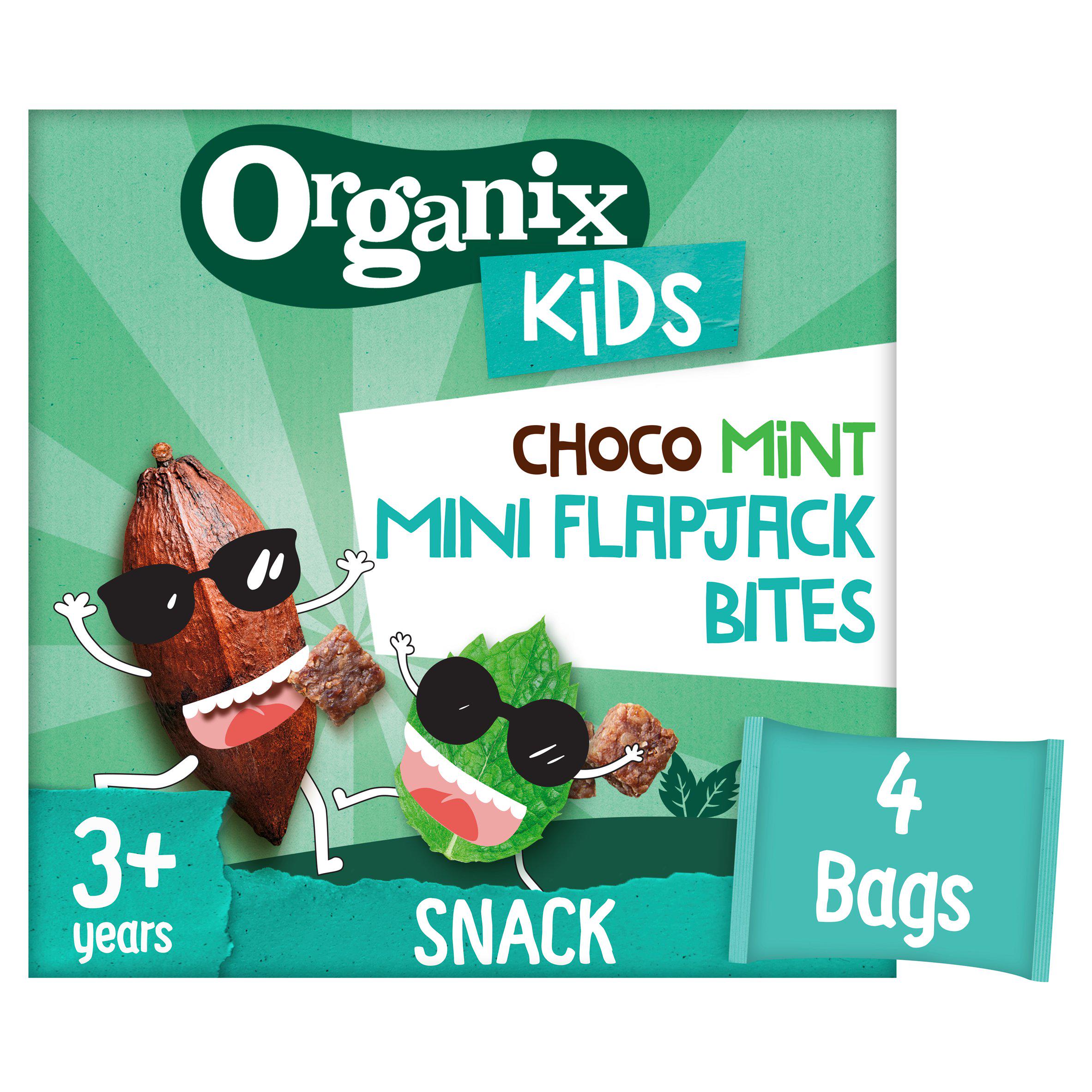 Organix Choco Mint Mini Flapjack Bites Lunchbox Kids Snacks Multipack 3 years+ 4x23g GOODS Sainsburys   