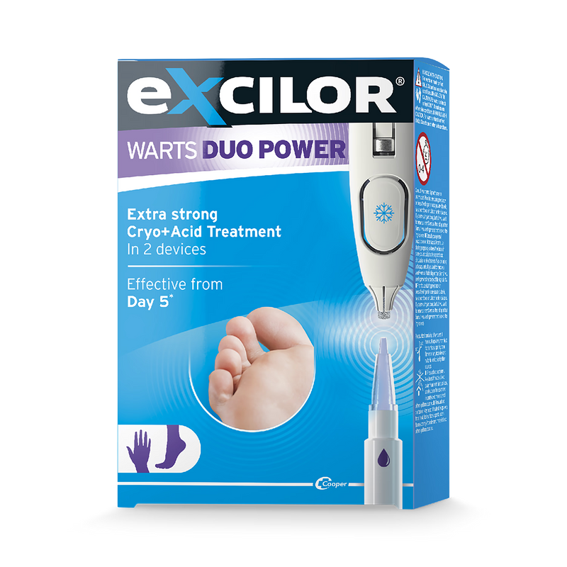 Excilor Duo Power wart treatment pack, imported from the UK