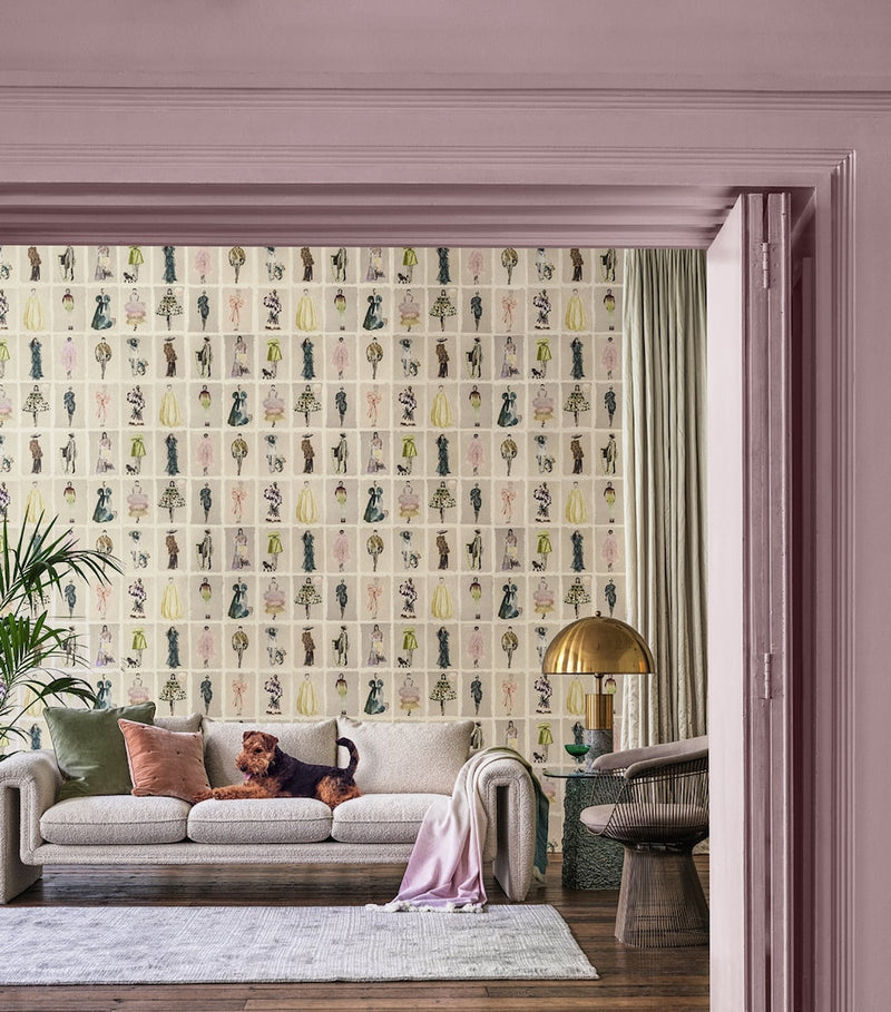 Cole & Son Harrods Couture Carousel wallpaper pastel pearl, imported from the UK