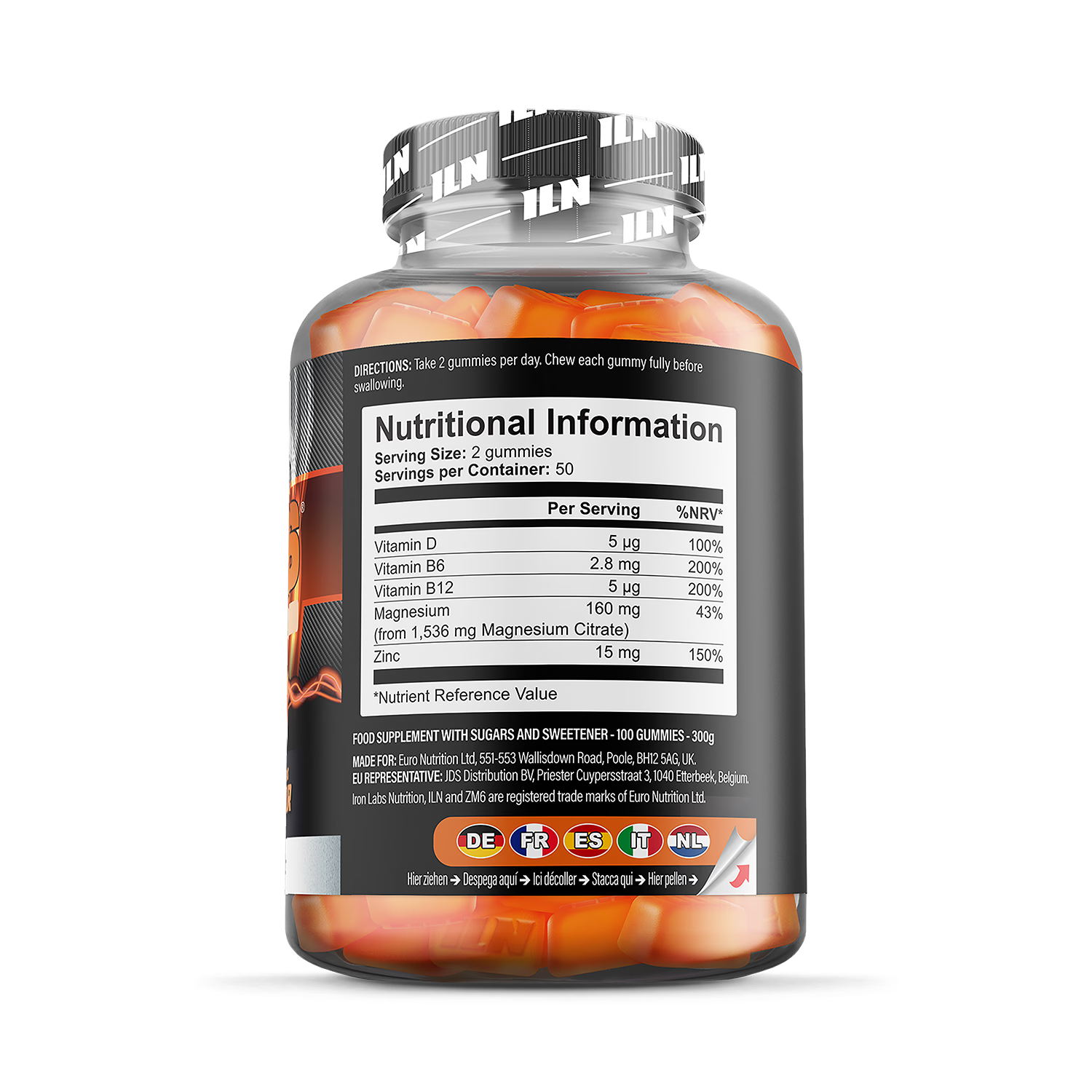 Iron Labs Nutrition ZM6 gummies orange flavour 100 gummies (British brand)