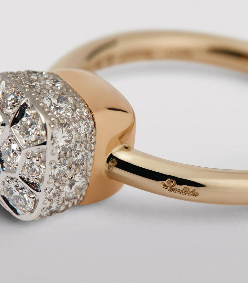 Pomellato Nudo Solitaire ring in rose and white gold diamonds - British product
