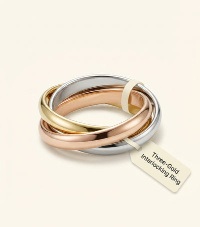 Harrods Cartier Medium White, Yellow and Rose Gold Trinity Ring- Buy online at McGrocer