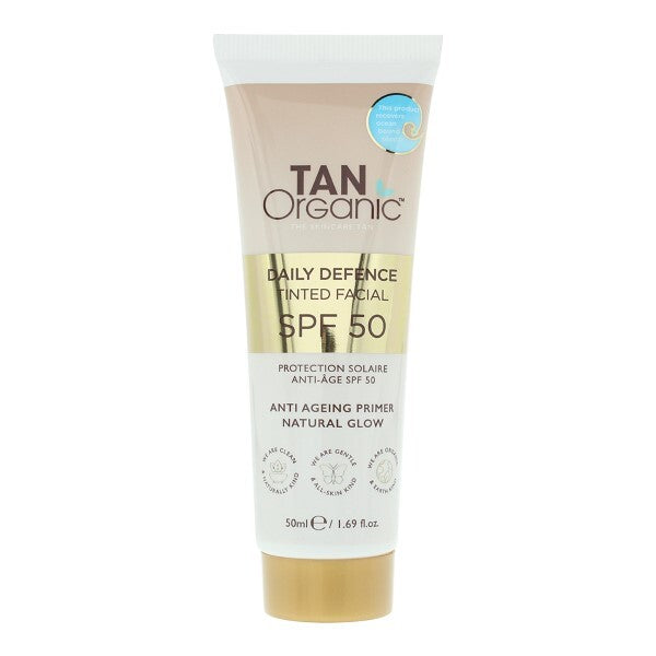 TanOrganic facial sunscreen SPF50 tinted 50ml (British brand)