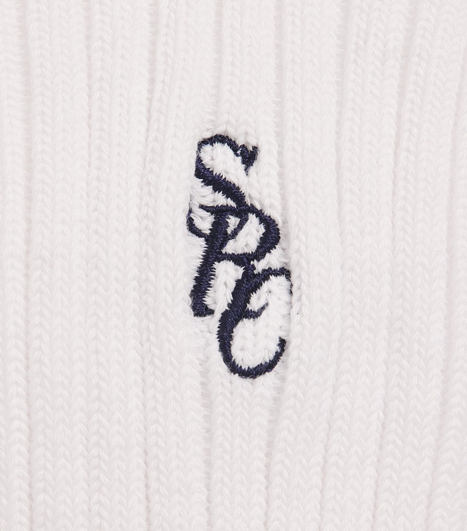 Sporty & Rich ribbed embroidered socks in cotton blend, UK version