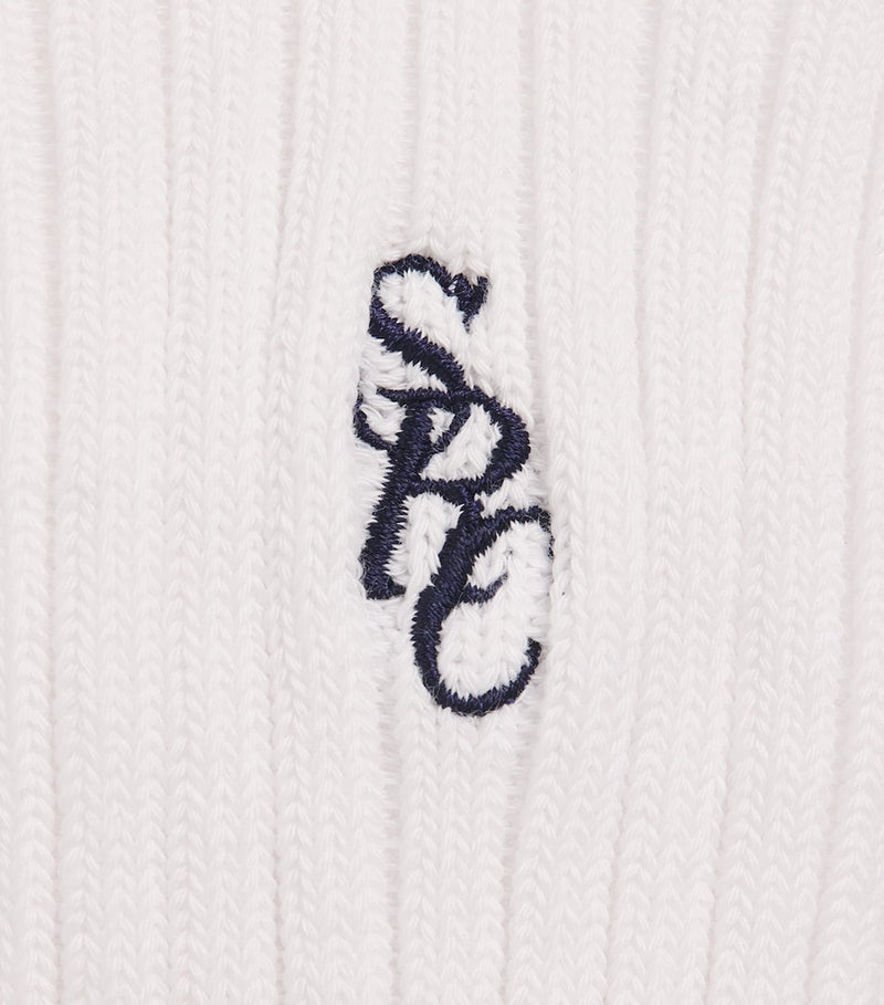 Sporty & Rich ribbed embroidered socks in cotton blend, UK version