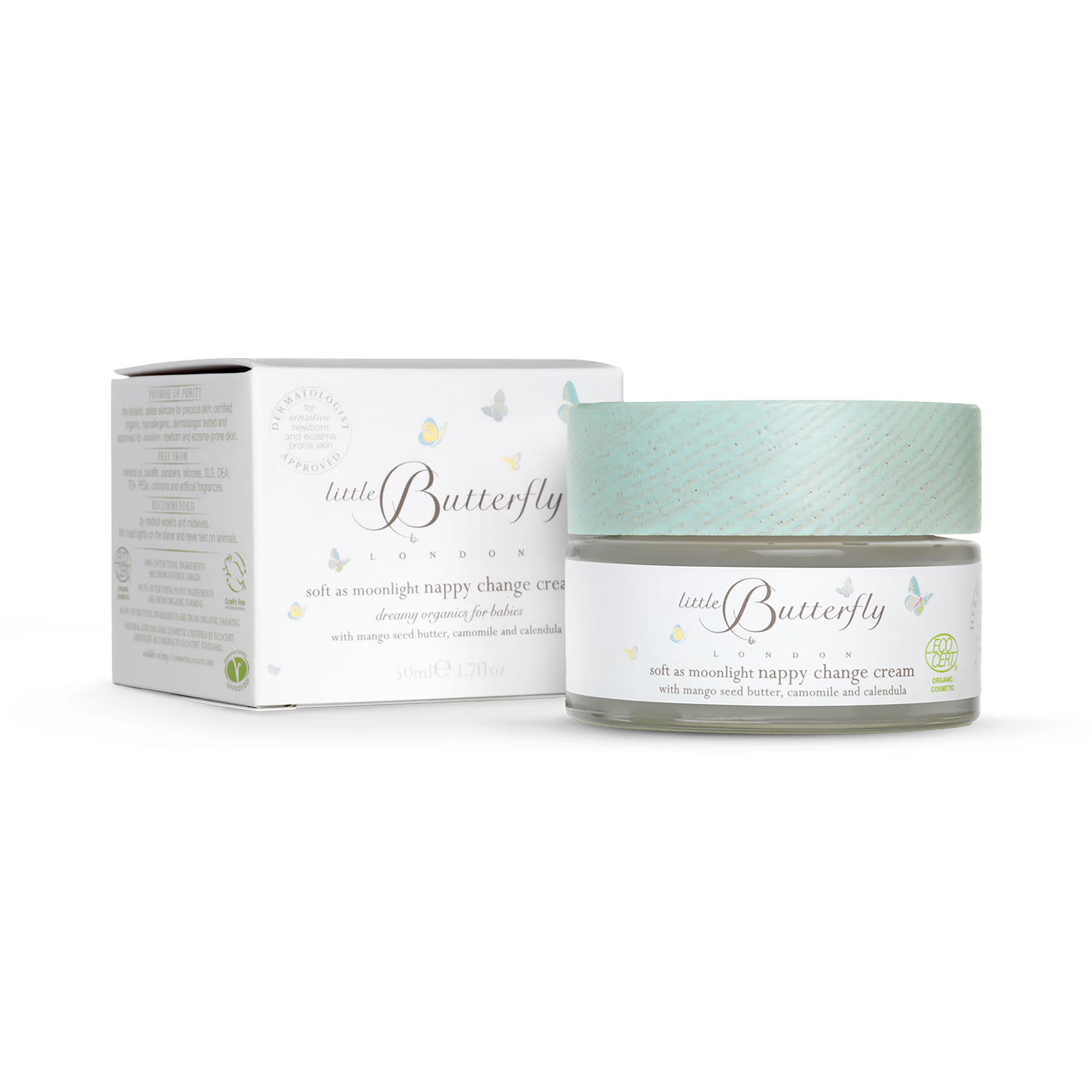 Little Butterfly London soft as moonlight nappy change cream 50ml, imported from the UK