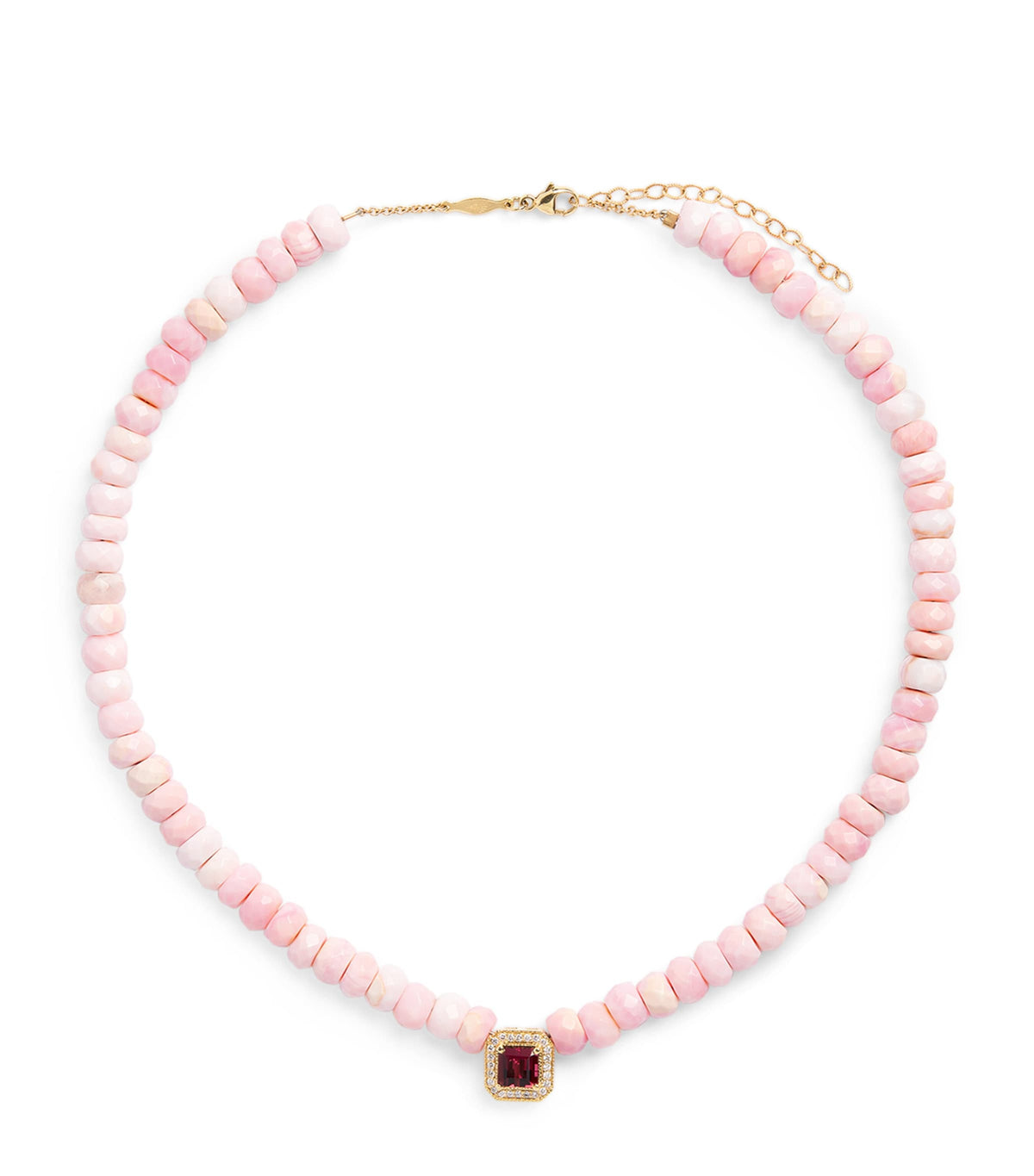 Jacquie Aiche yellow gold diamond opal tourmaline necklace, imported from the UK