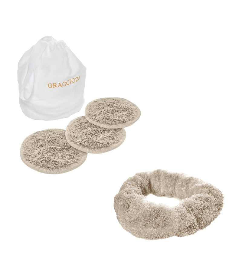 Graccioza Egyptian cotton make-up remover set and hairband (British brand)