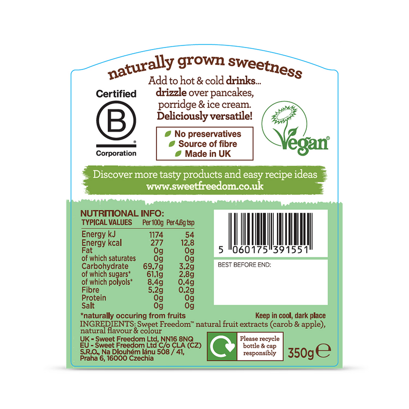 Sweet Freedom pistachio syrup 350g, imported from the UK