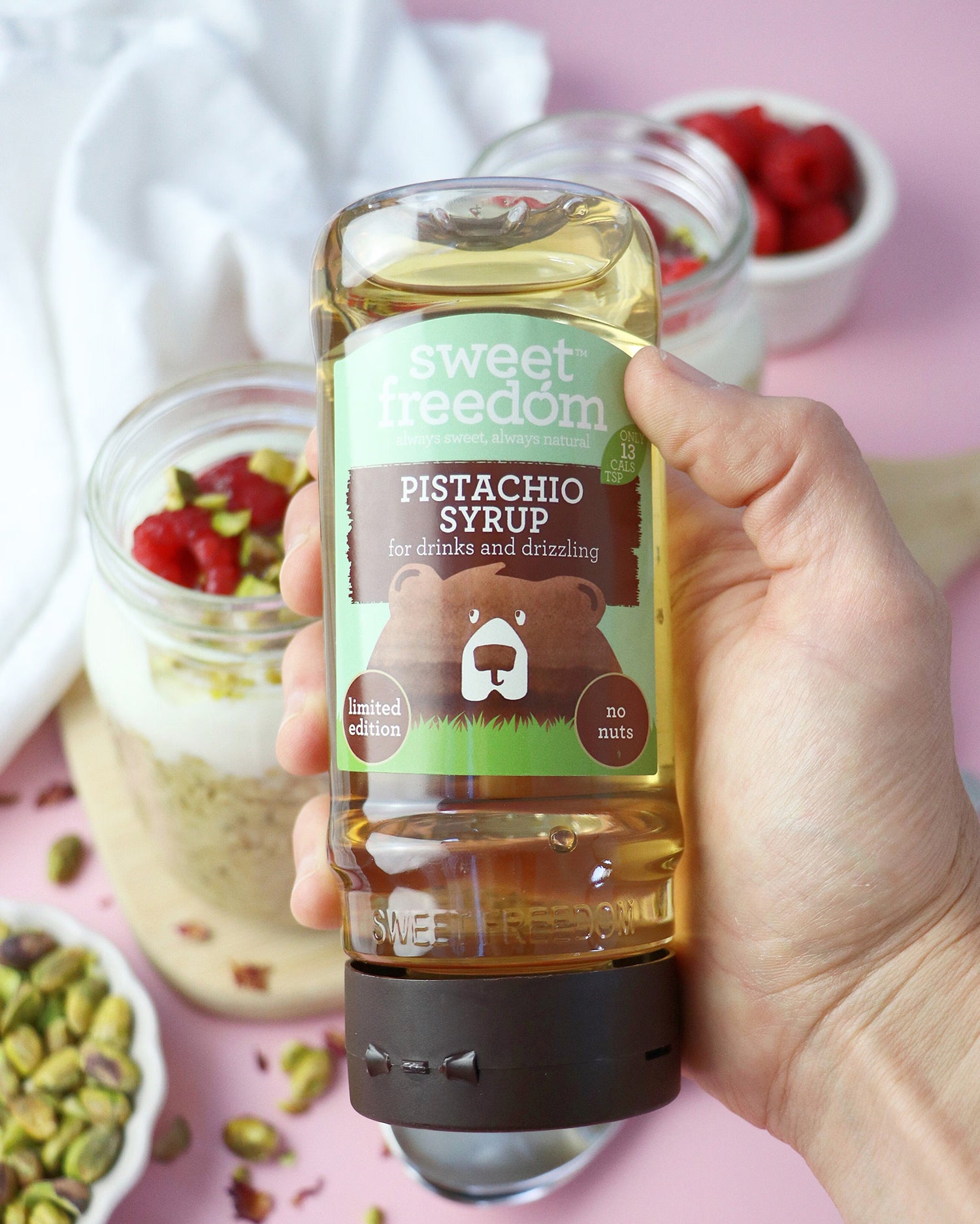 Sweet Freedom pistachio syrup 350g, imported from the UK