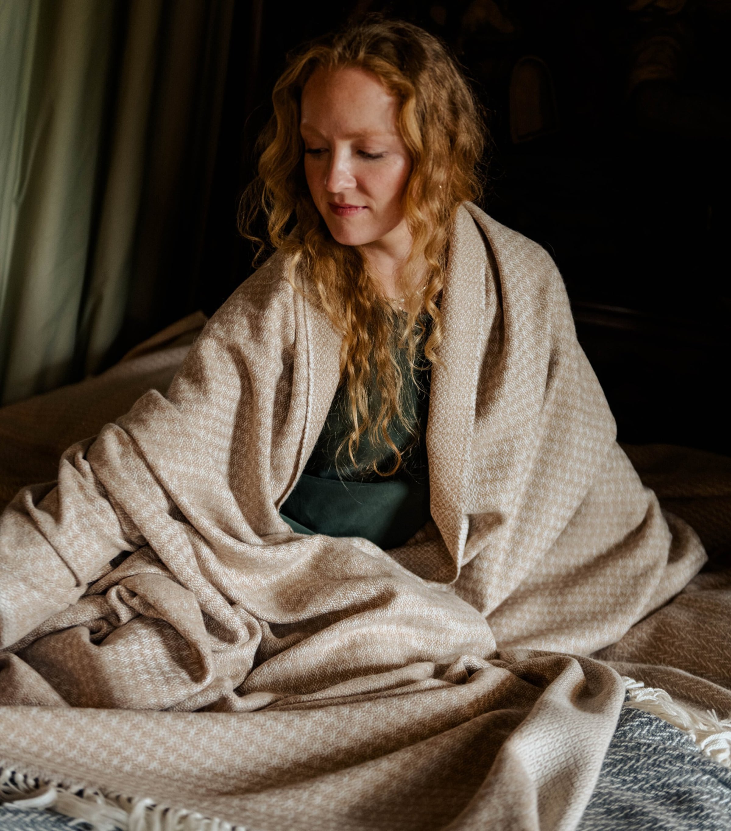 Araminta Campbell Willow throw 150cm x 300cm - British product