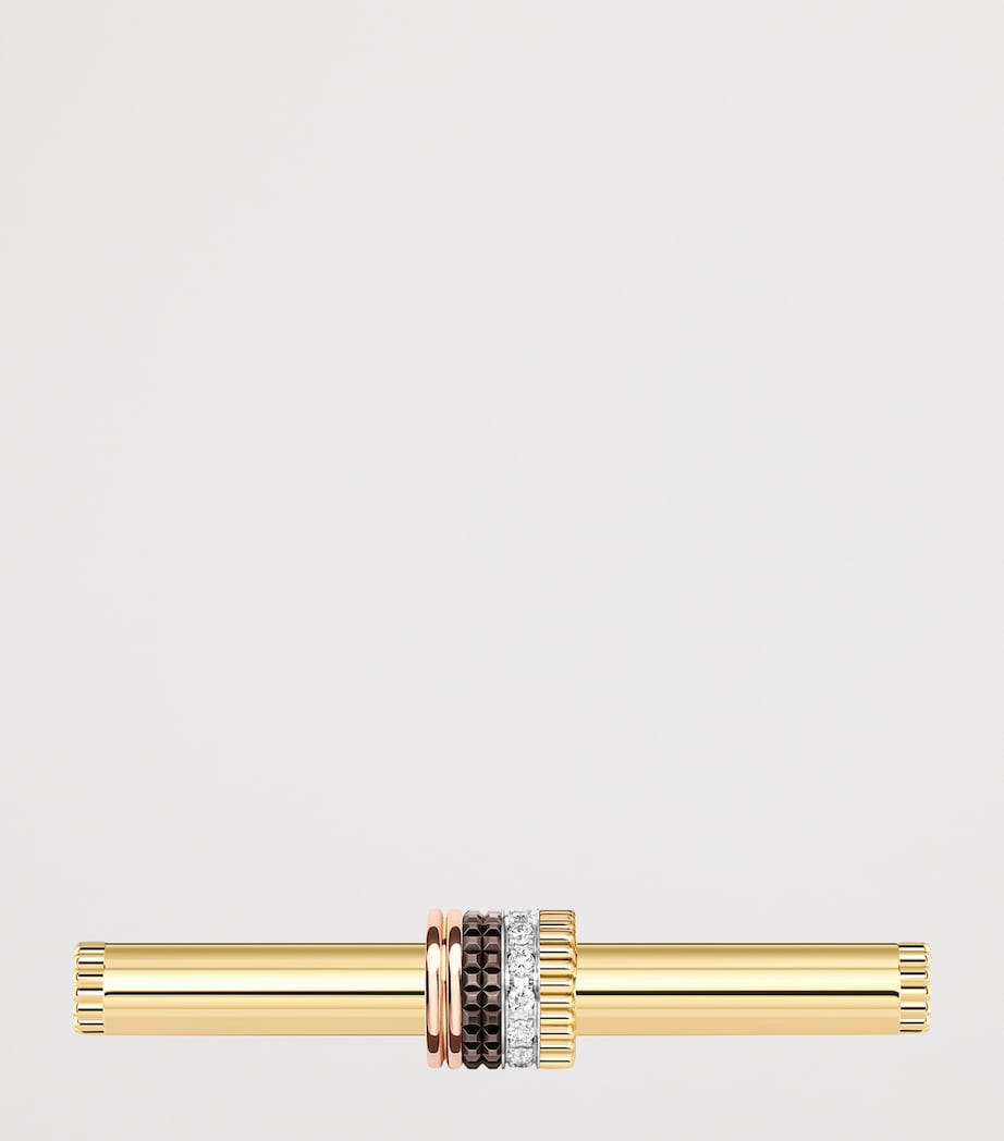 Boucheron Quatre Classique double-finger ring with diamonds and three gold tones (British brand)