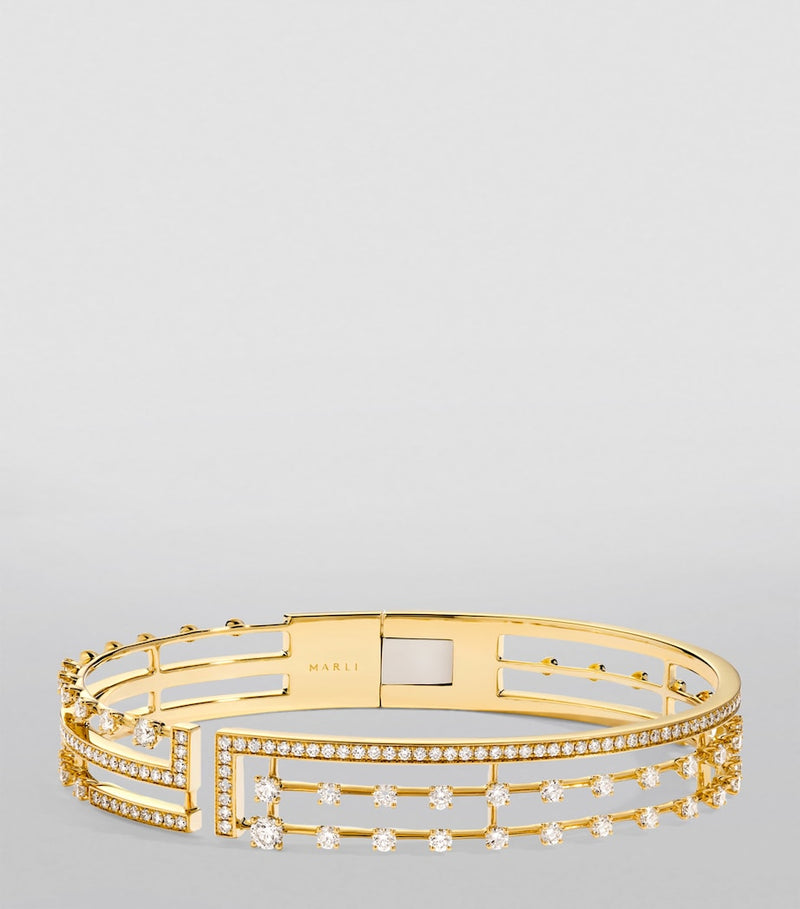MARLI New York large yellow gold and diamond bangle, UK version
