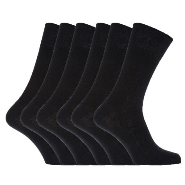 Mens 100% Cotton Socks (Pack Of 6) (UK Shoe 11-14)