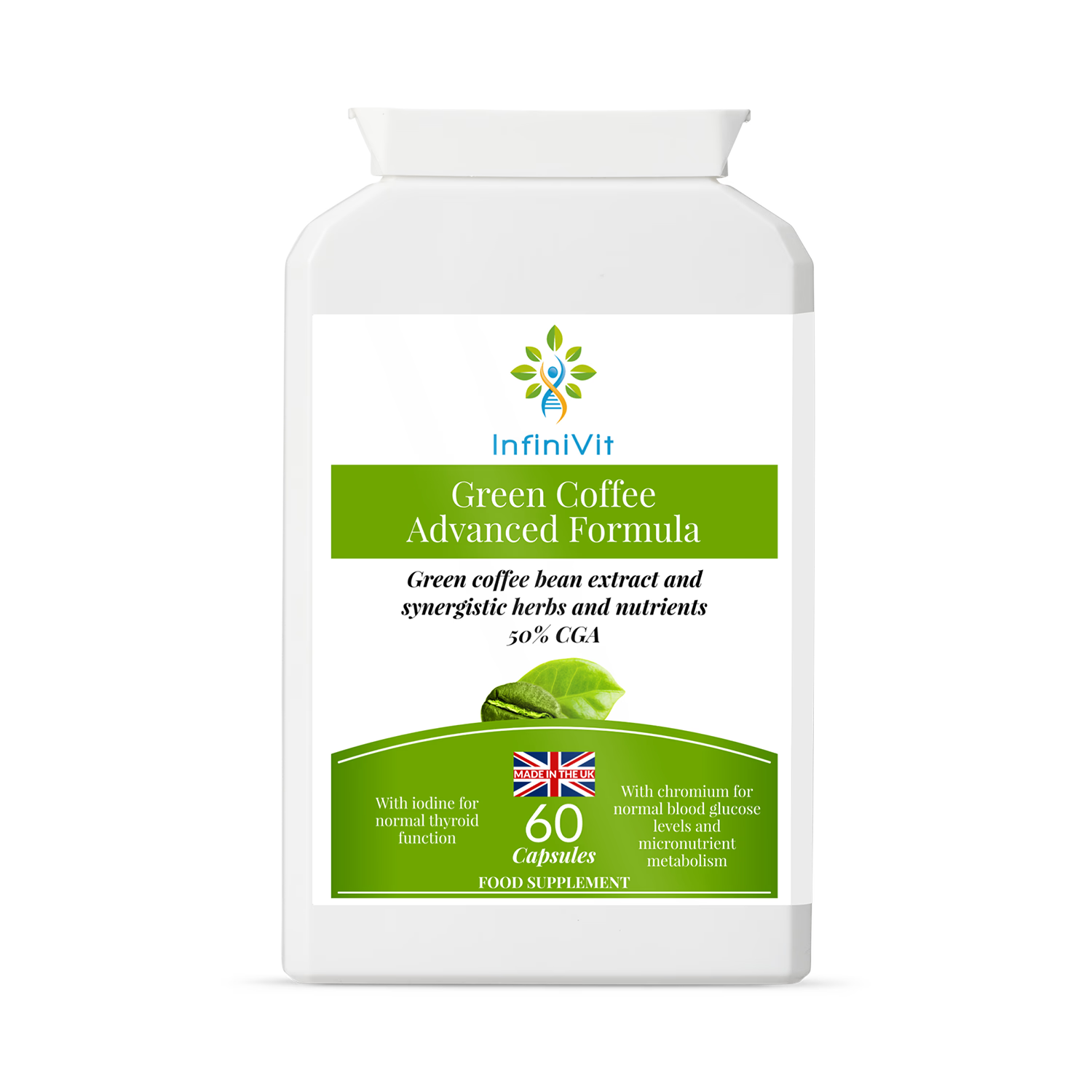 InfiniVit green coffee supplement advanced formula 60 capsules, imported from the UK