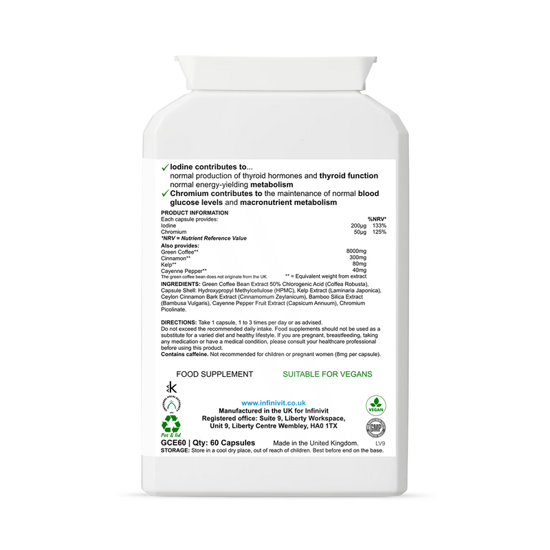 InfiniVit green coffee supplement advanced formula 60 capsules, imported from the UK