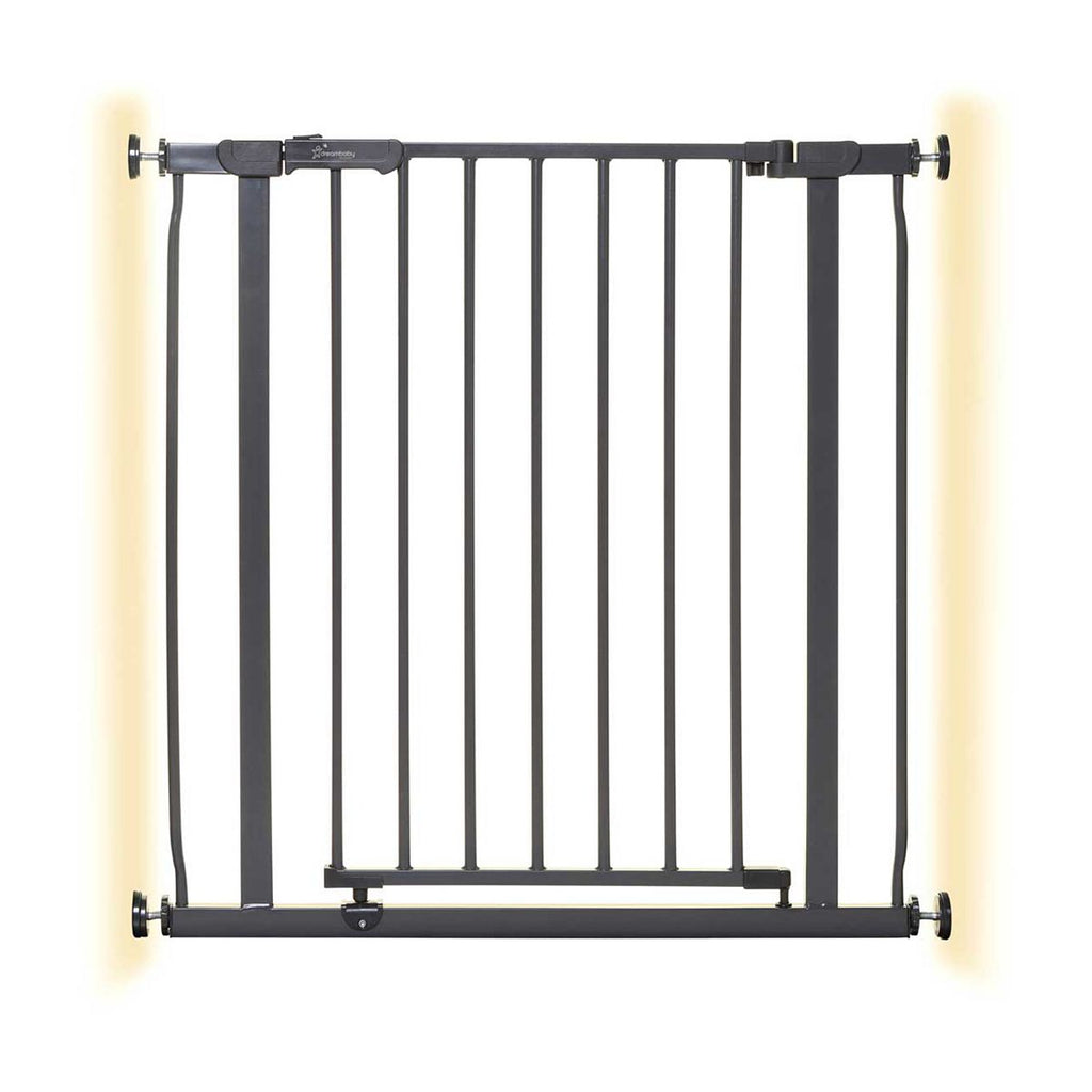 DreamBaby Ava Metal Safety Gate - Charcoal (Fits Gaps 75-81cm) Pressure Mounted