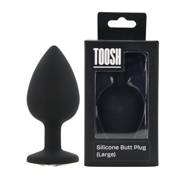 Loving Joy Toosh black silicone butt plug large, imported from the UK