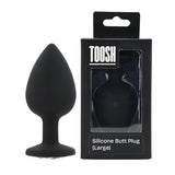 Loving Joy Toosh black silicone butt plug large, imported from the UK