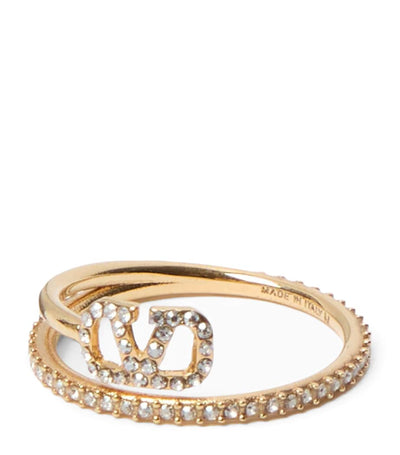 Harrods Valentino Garavani Crystal VLogo Signature Ring- Buy online at McGrocer
