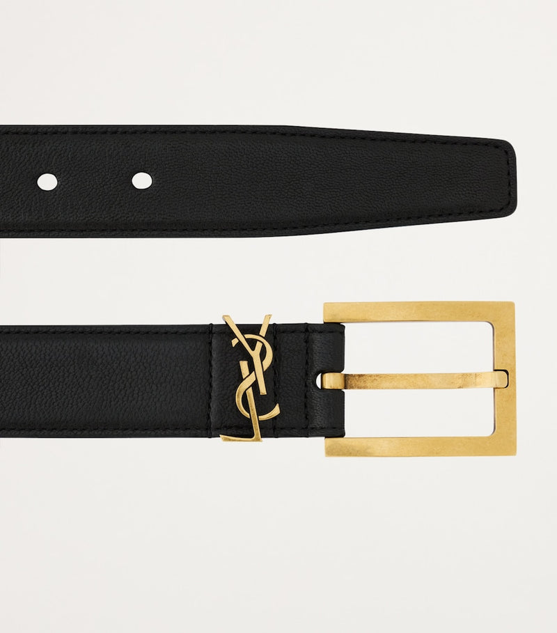 Saint Laurent leather logo belt 3cm, UK version