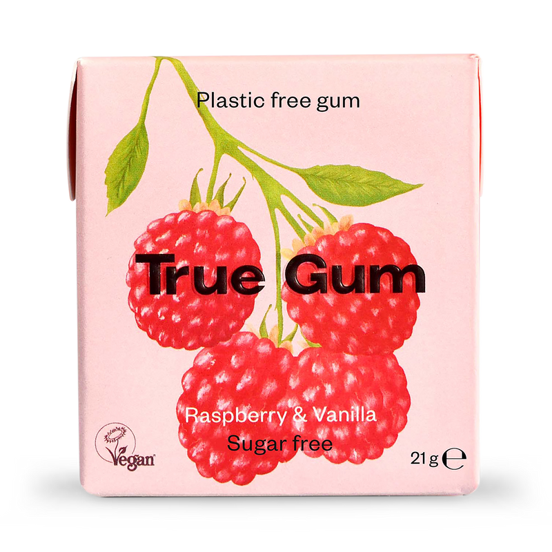 True Gum Raspberry & Vanilla chewing gum 21g - British product