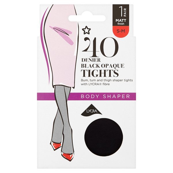 Superdrug 1 Pack 40 Denier Shaper Tights Black S/M