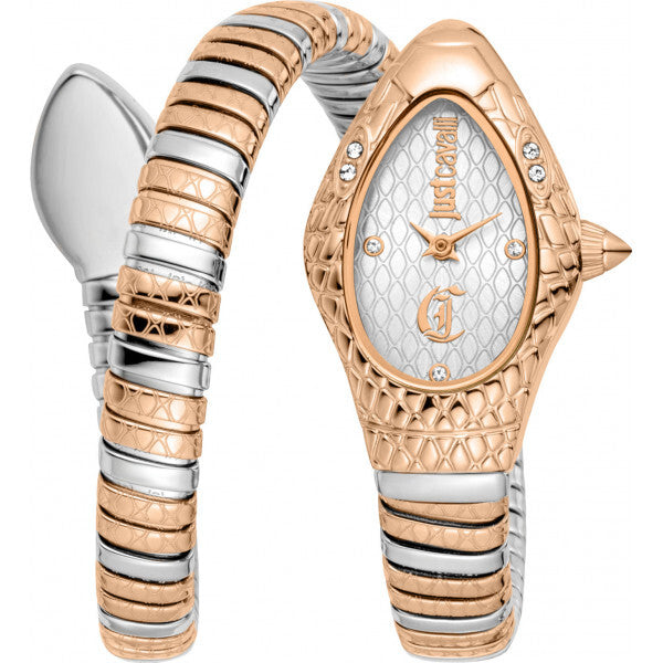 Just Cavalli silver ladies Signature Snake Vetra watch, UK version