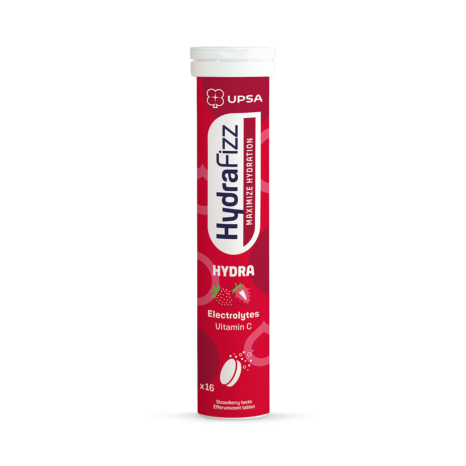Hydrafizz Strawberry effervescent hydration tablets, imported from the UK