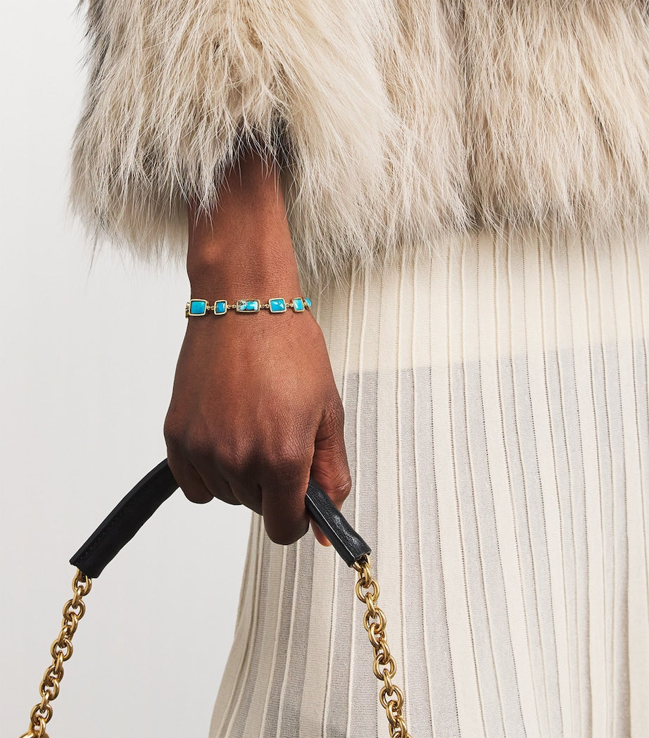 Jacquie Aiche yellow gold turquoise bezel bracelet, imported from the UK