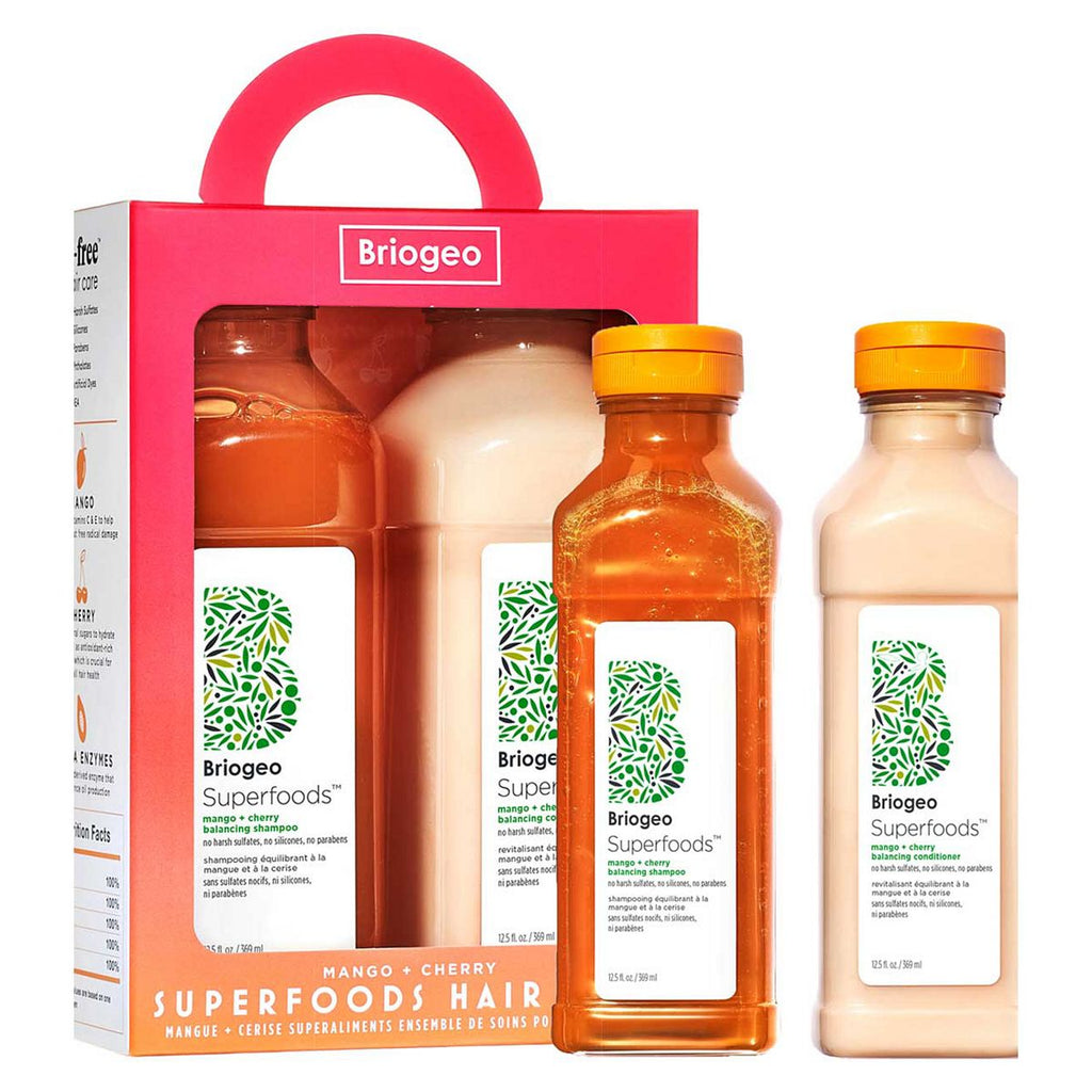 Briogeo Superfoods™ Mango + Cherry Balancing Shampoo + Conditioner Duo for Oil Control