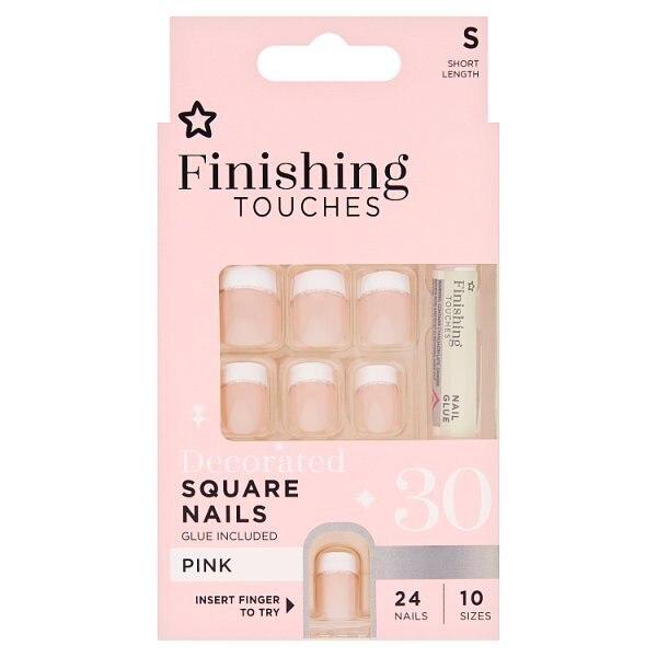 Superdrug Finishing Touches Fake Nails Short French Manicure GOODS Superdrug   