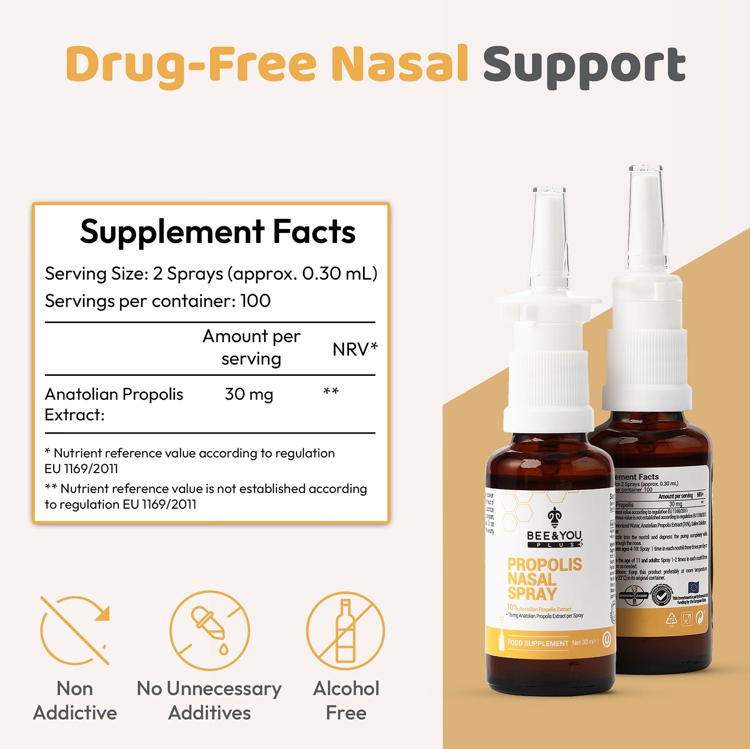 Bee&You Plus natural propolis nasal spray 30ml, UK version