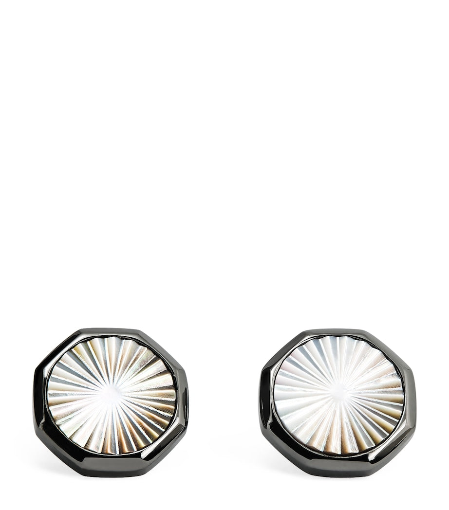 Tateossian cufflinks gunmetal mother-of-pearl sunburst (British brand)