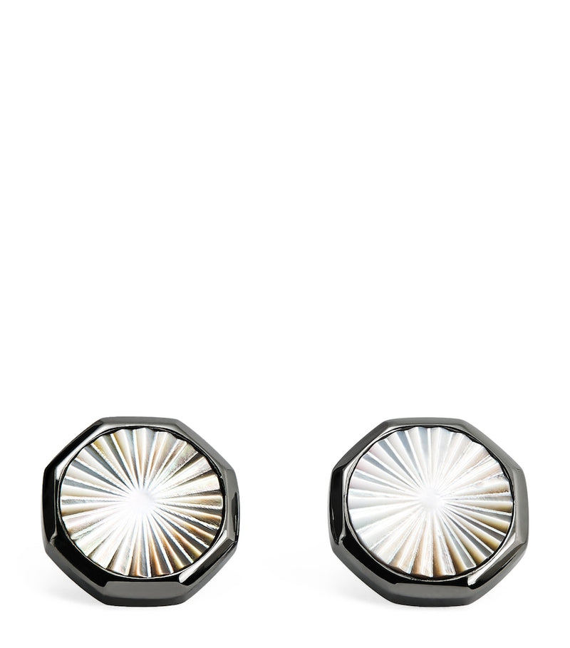 Tateossian cufflinks gunmetal mother-of-pearl sunburst (British brand)