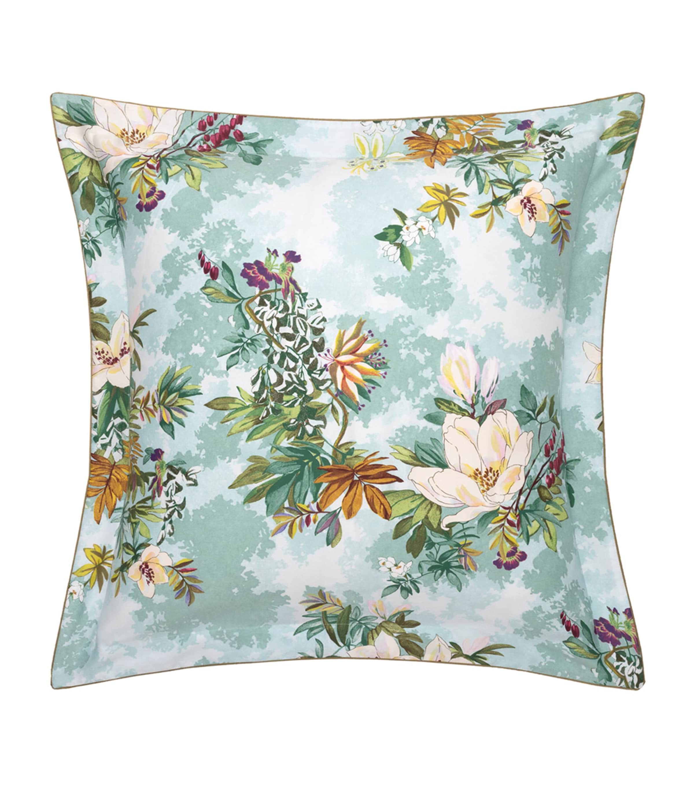 Yves Delorme square Oxford pillowcase with floral print, 65cm x 65cm (British brand)