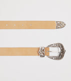 Eleventy suede belt with Western-style buckle, imported from the UK