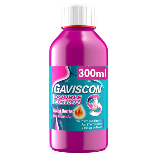 Gaviscon Double Action Oral Suspension Liquid Mixed Berries 300ml stomach & bowel Sainsburys   