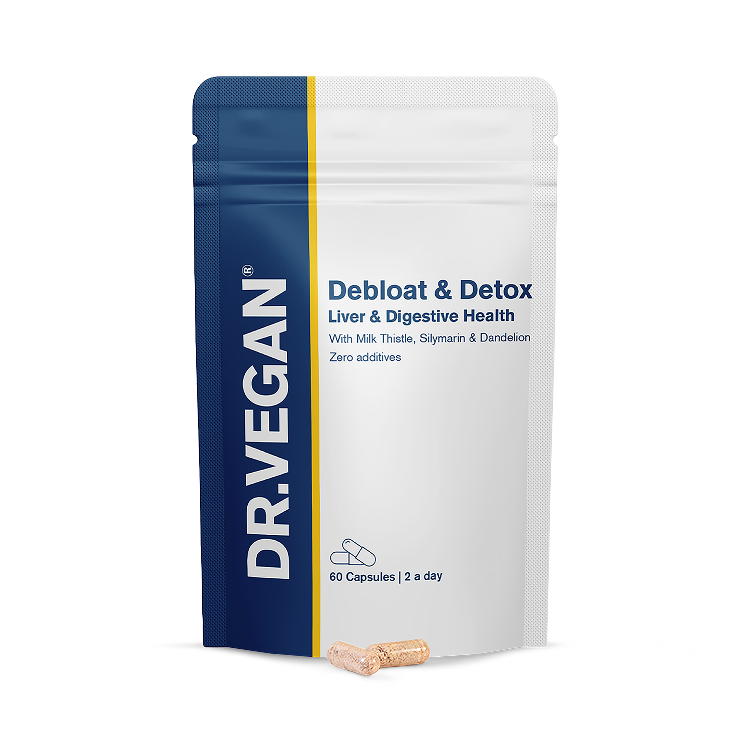 Dr. VEGAN Debloat and Detox supplement 60 capsules, imported from the UK
