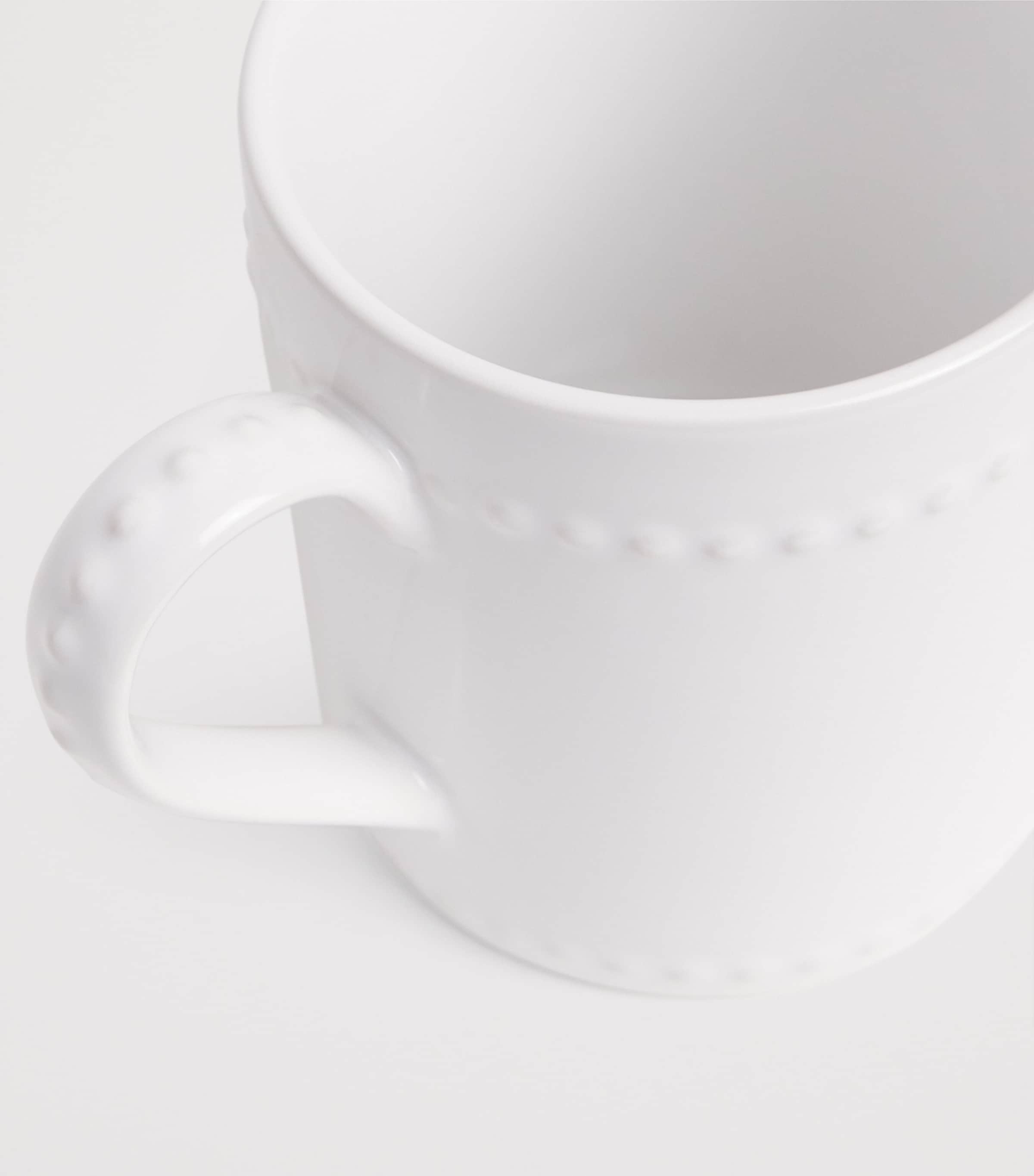 Harrods Brompton stoneware mug with embossed beads, UK version
